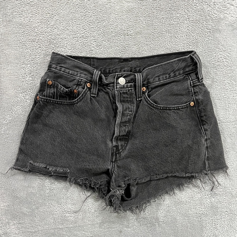 Vintage Levis 501 XX Shorts Womens 27 Black Cutoffs Grunge Distressed Y2K